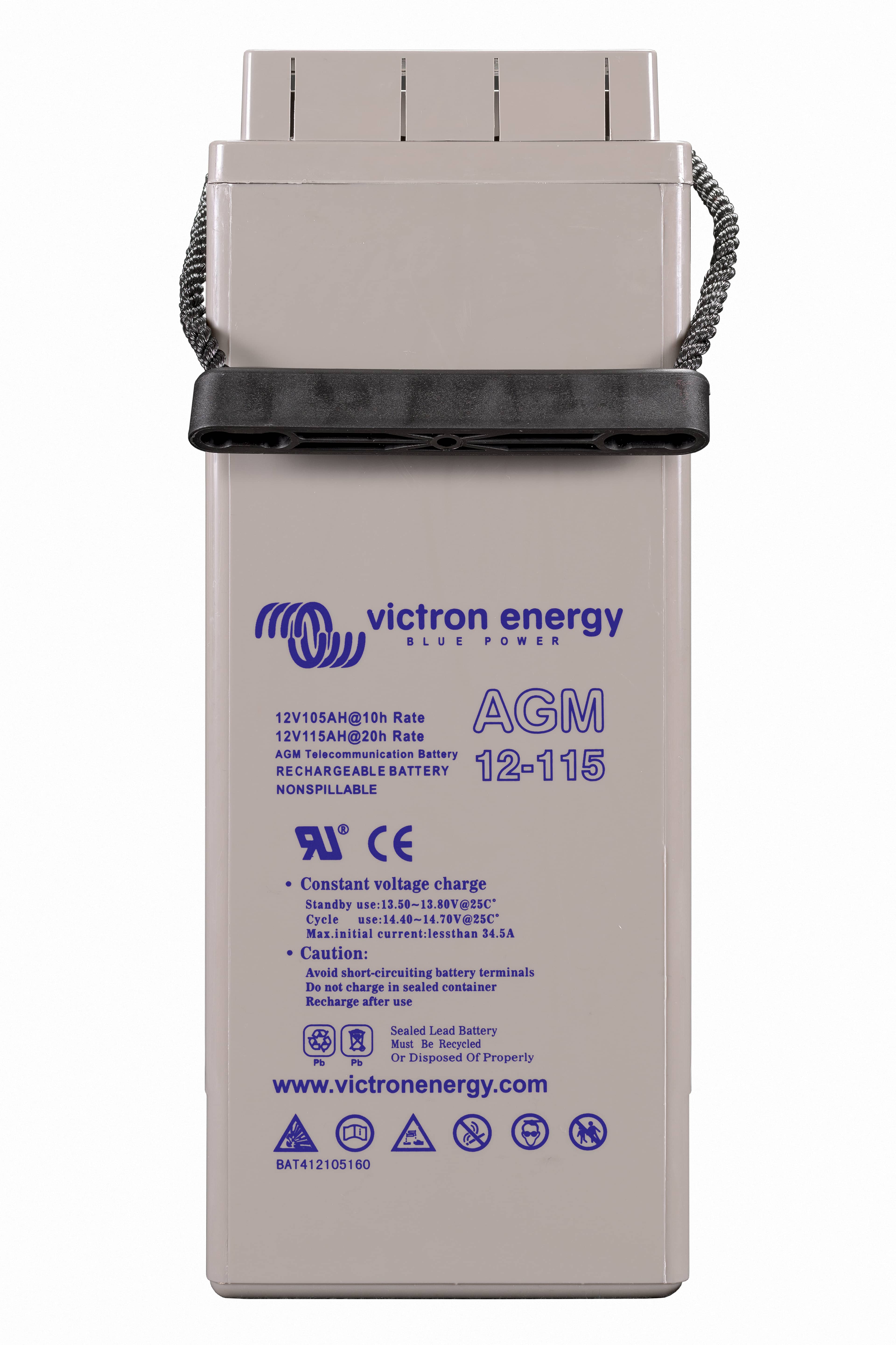 12V 115Ah AGM Telecom Battery (side) thumbnail