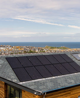 Solar panels on the roof of a residential home